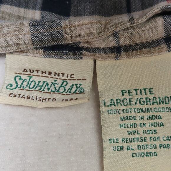 Vintage 90s St. John's Bay Tan Black Mini Overall Dress Skirtall L - Picture 5 of 5